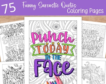 75 Funny Coloring Pages for Adults - Printable Sarcastic Quotes Coloring Sheets - Instant Digital Download