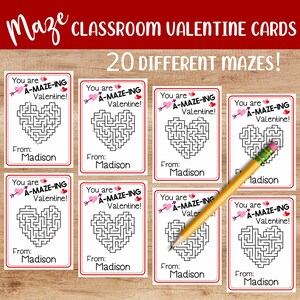 Tarjetas de San Valentín Laberinto para Niños - San Valentín editables en el aula