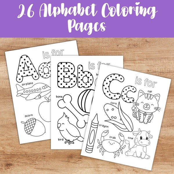 ABC Alphabet Coloring Pages - Letter Recognition Worksheets for Preschool pre-k Kindergarten Toddler - Babys First ABC Book