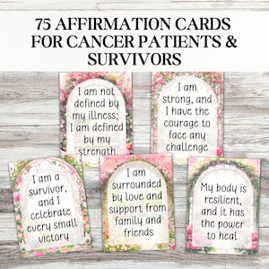 Tarjetas de afirmación para imprimir: 75 cartas con citas inspiradoras y positivas para pacientes y sobrevivientes de cáncer: descarga instantánea