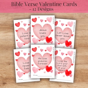Sonntagsschule Valentinsgrüße - Bibel-Vers-Valentinstagskarten - Druckbare Liebesschriftkarten - Für Kinder, christliche Kirche, Klassenzimmer