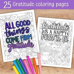 25 Gratitude Coloring Pages for Adults and Teens - Printable Self Care Coloring Sheets