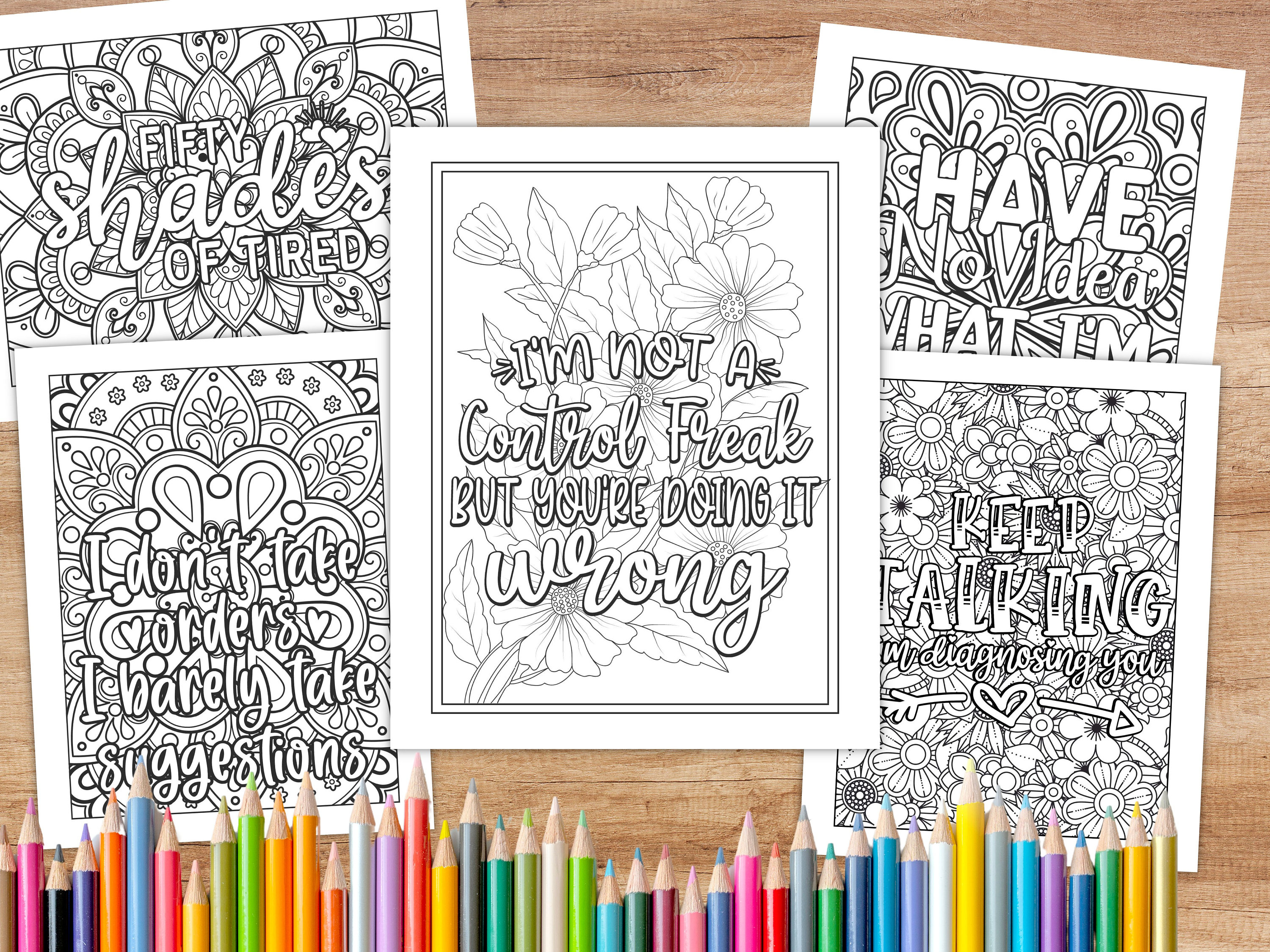 75 Funny Coloring Pages for Adults - Printable Sassy Sarcastic Quotes ...