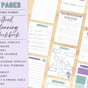 Ziel-Arbeitsblatt-Bundle - Druckbarer Planer mit SMART Goal-Vorlage, Mind Map und Vision Board