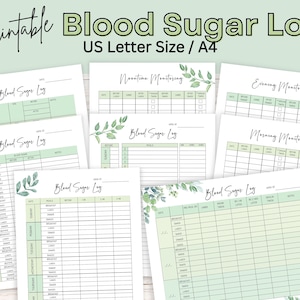 Printable Diabetic Log Book - Blood Sugar Tracker - Diabetes Planner Journal w/ Daily Meal Diary & Glucose Tracker