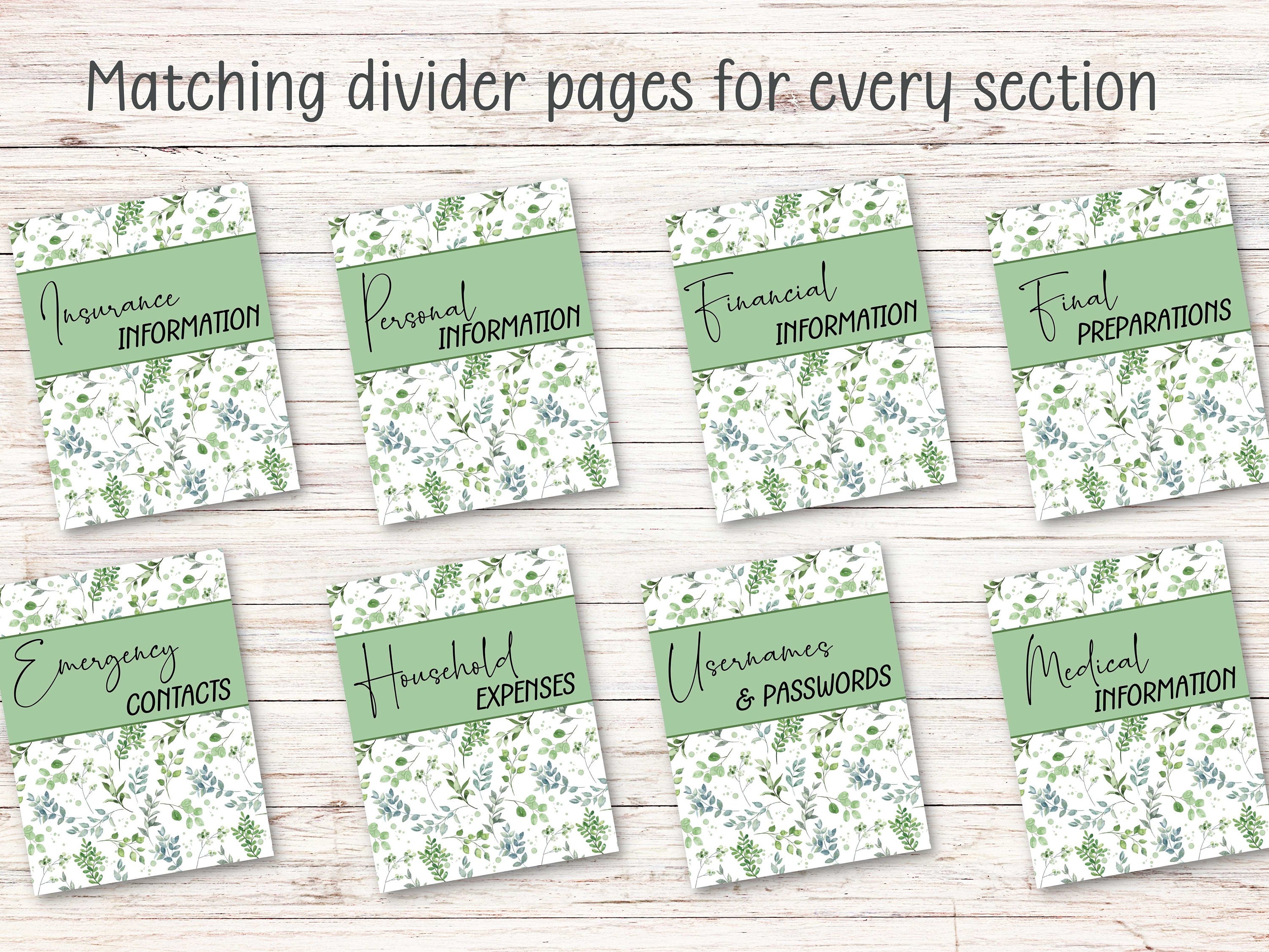 Emergency Binder - Printable PDF End of Life Planner - in Case of ...
