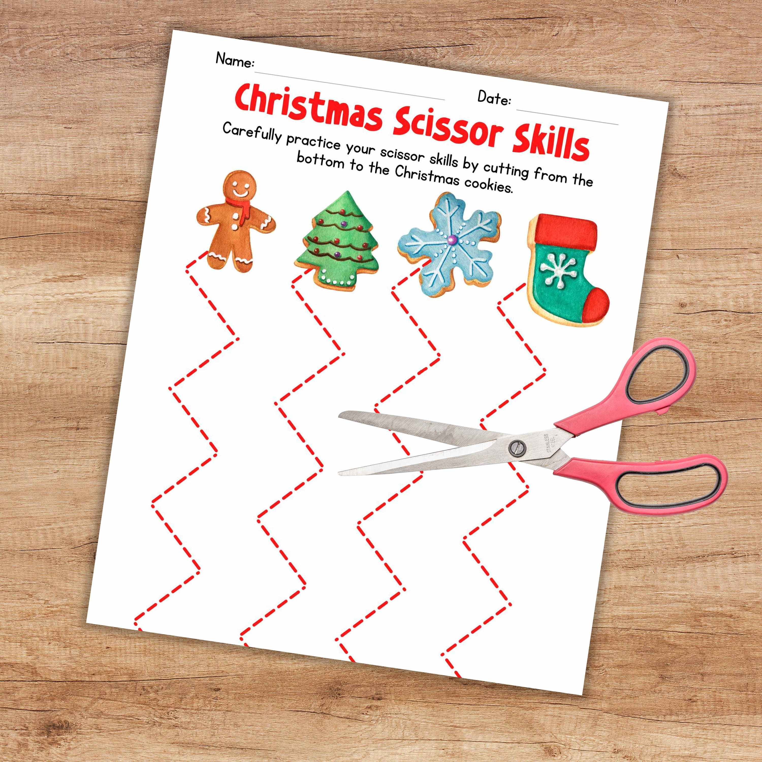 Christmas Scissor Skills Worksheets - Preschool Pre-k Kindergarten ...