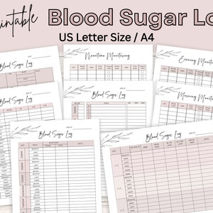Printable Diabetic Log Book - Blood Sugar Tracker - Diabetes Planner Journal w/ Daily Meal Diary & Glucose Tracker