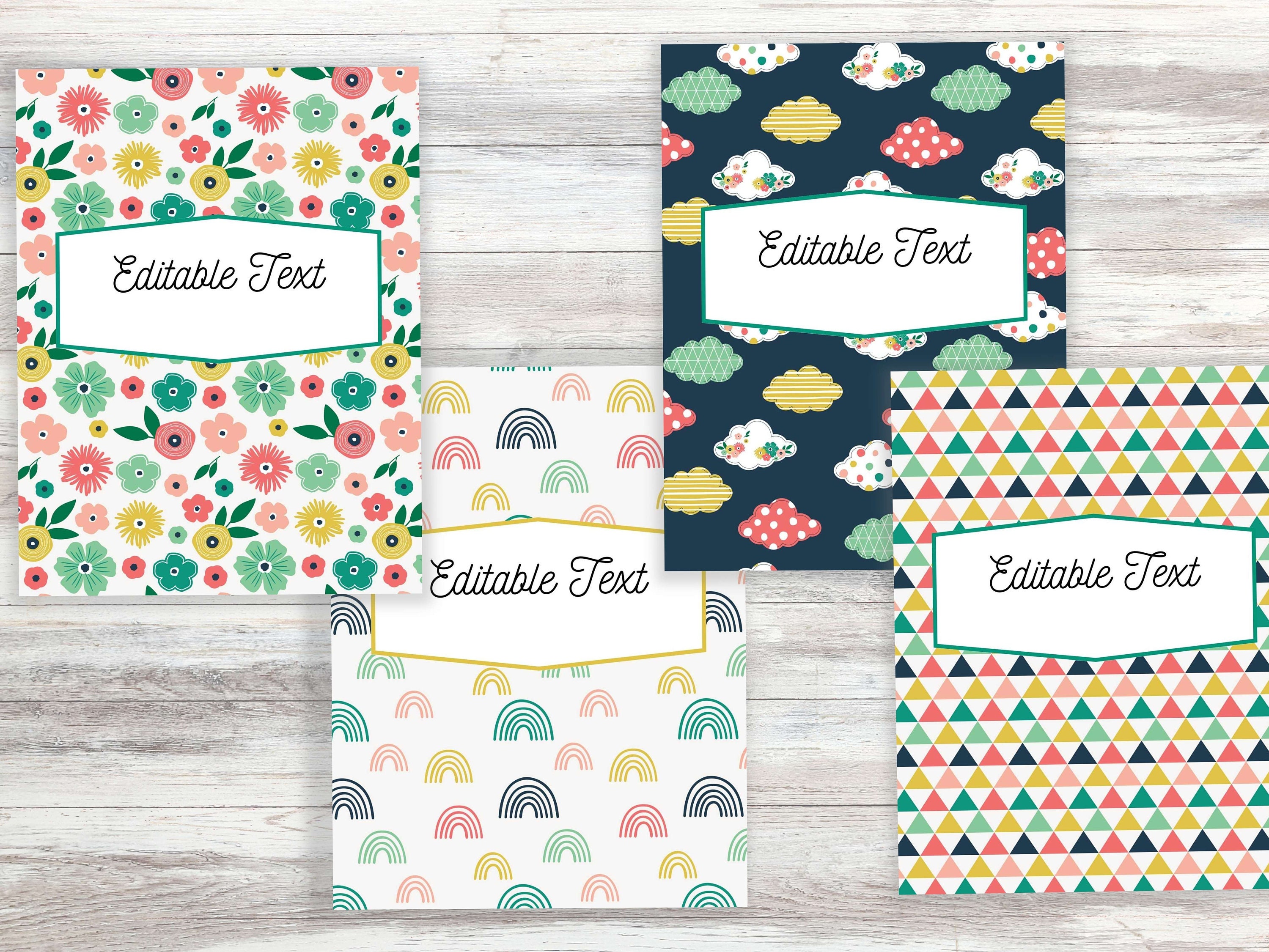 Binder Cover Printable - Set of 12 Editable Boho Floral Covers and ...