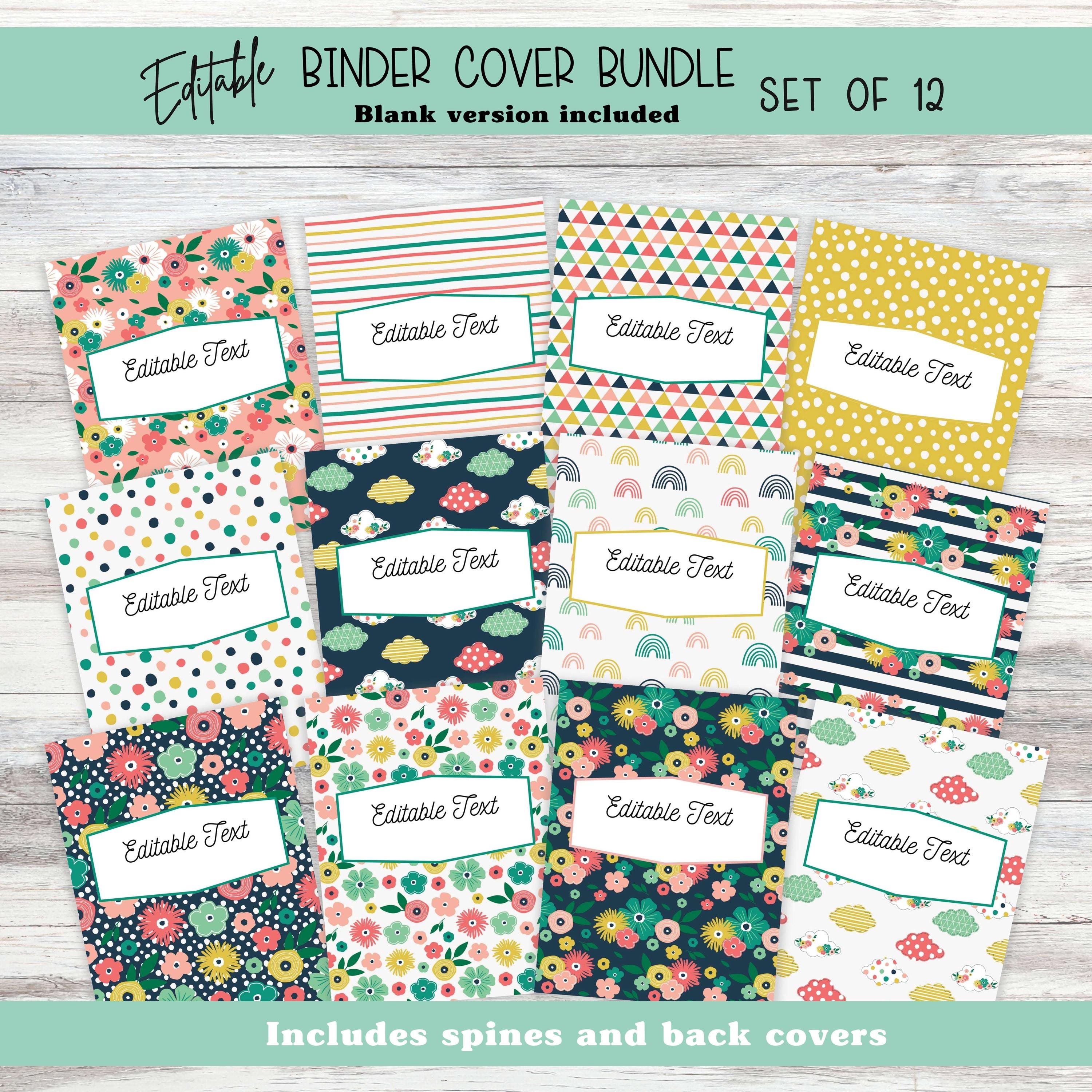 Binder Cover Printable - Set of 12 Editable Boho Floral Covers and ...