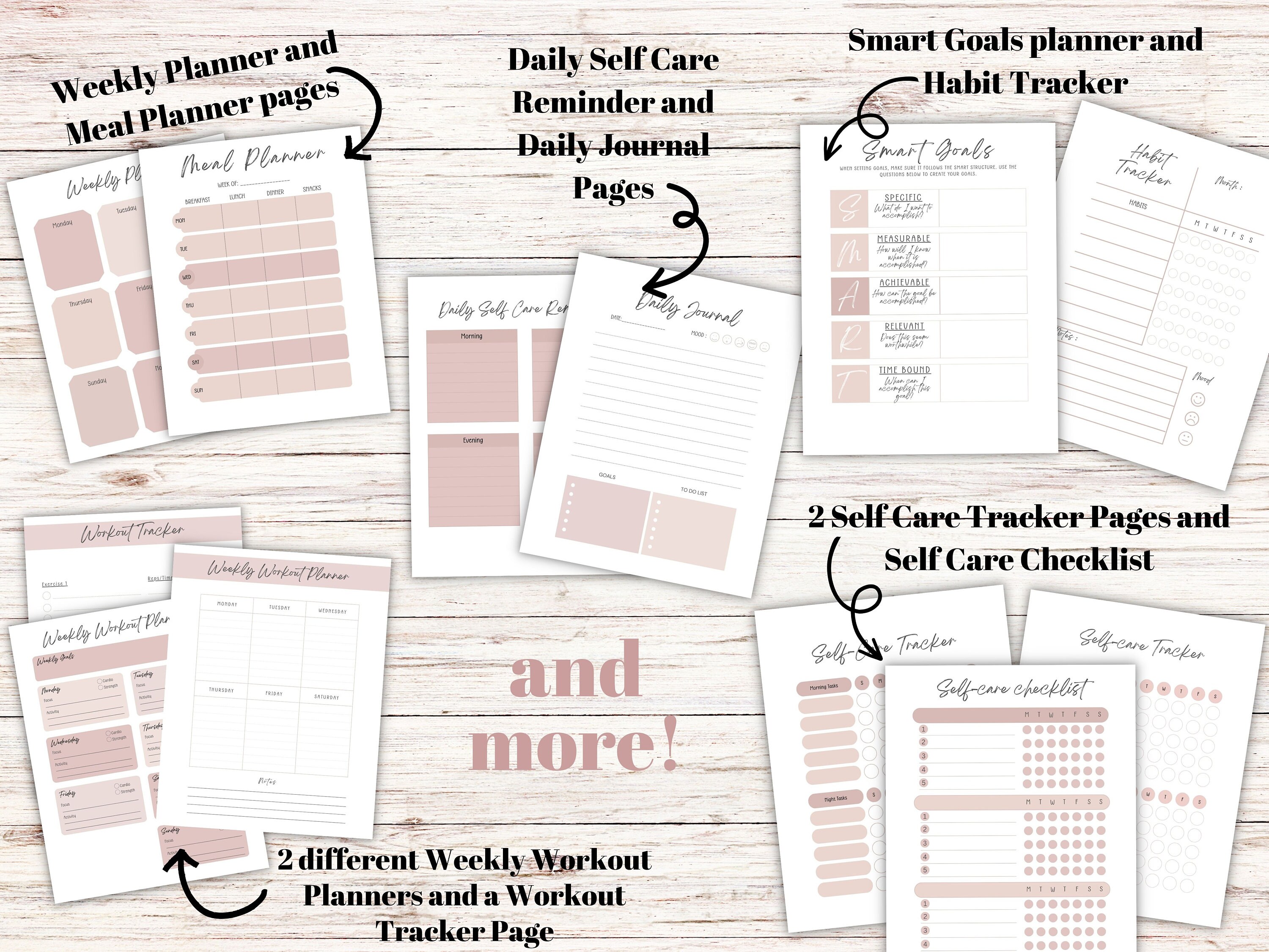 Self Care Planner and Workbook Bundle - Printable Kit for Mental Health ...