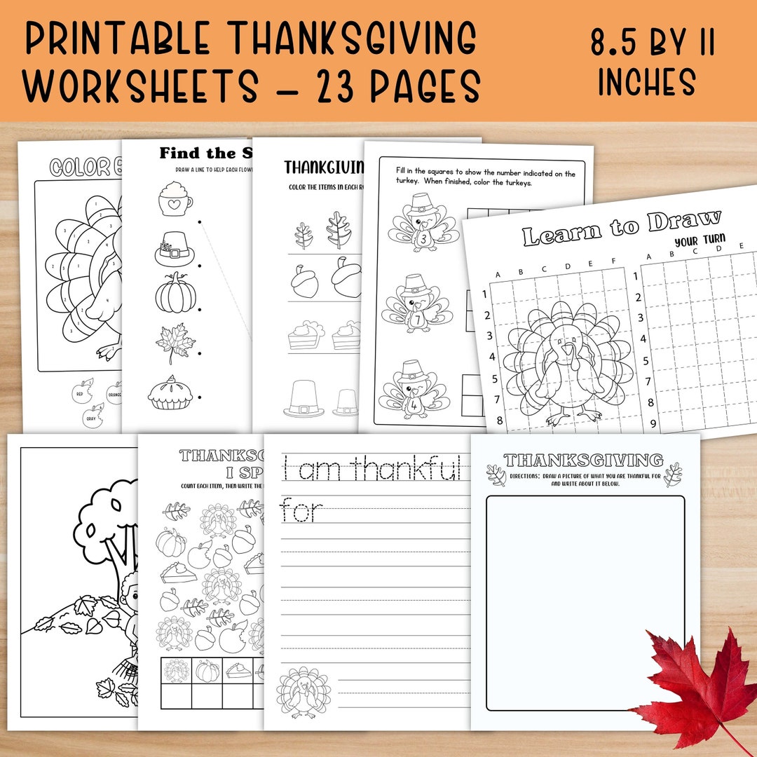 Thanksgiving Preschool Worksheet and Activity Bundle Fall Pre-k