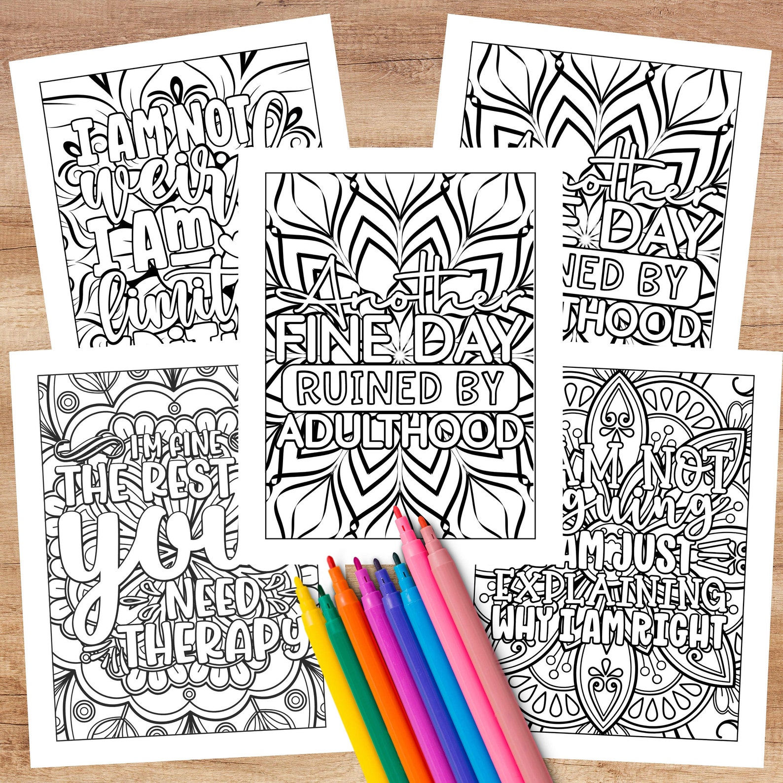75 Funny Coloring Pages for Adults Printable Sarcastic - Etsy