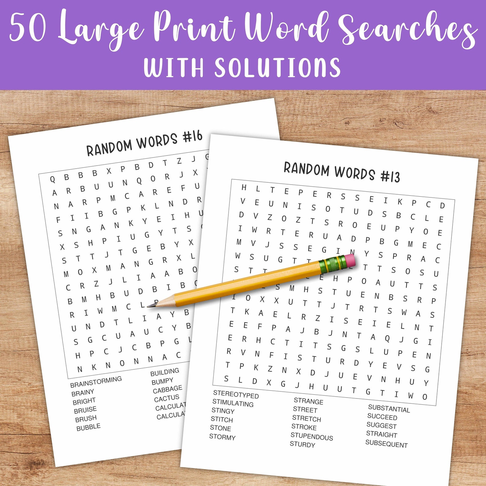 Word Search Puzzle - 50 Printable Large Print Puzzles for Adults, Teens ...