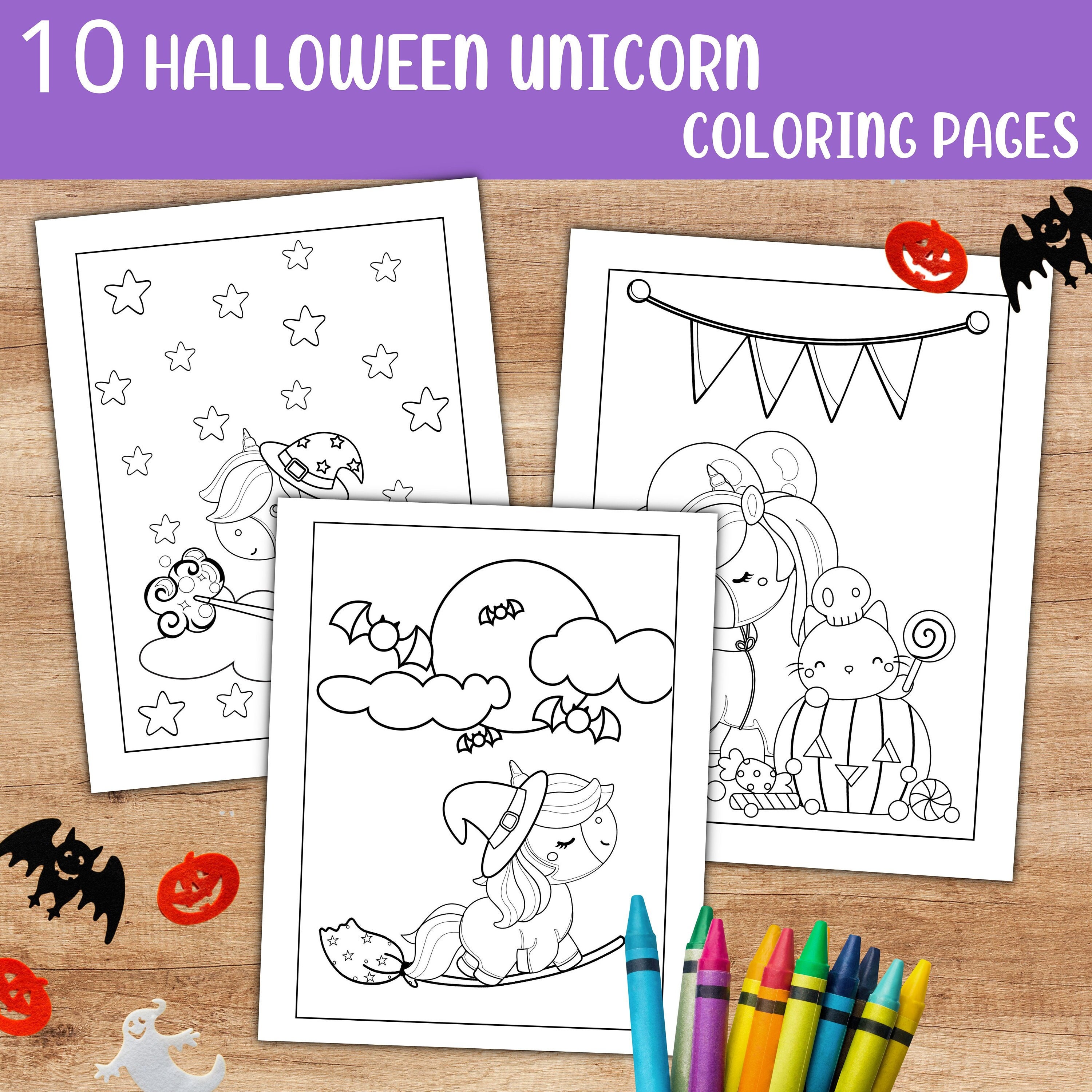 Halloween Unicorn Coloring Pages for Kids 10 Printable Coloring Sheets ...