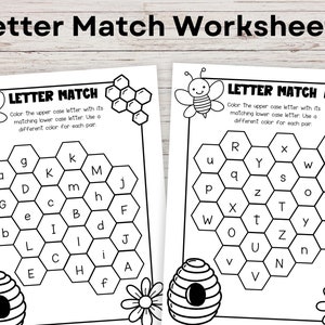 Hojas de trabajo de correspondencia de letras - Alfabeto fonético de reconocimiento de letras imprimible - para el plan de estudios de preescolar preescolar para niños pequeños