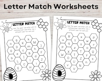 Letter Matching Worksheets - Letter Recognition Phonics Alphabet Printable - for Toddler Preschool Pre-k Curriculum