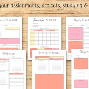 Printable Student Academic Planner - Grade Tracker Assignment Exam Prep ...