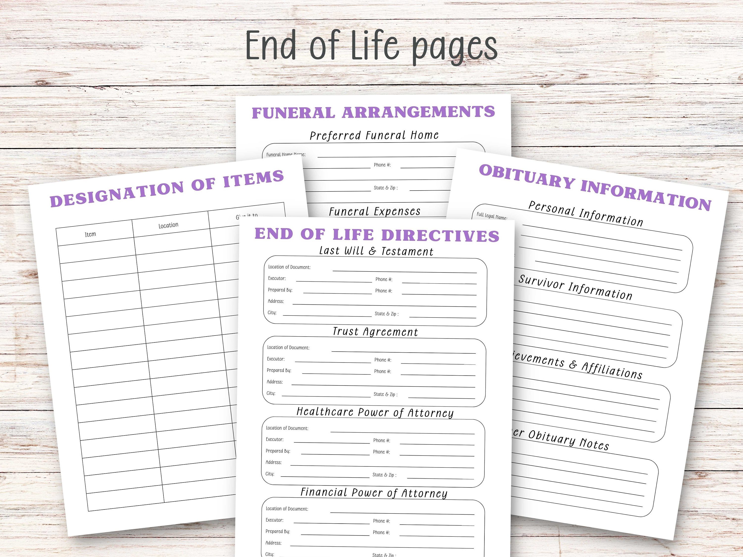 End of Life Planner Printable Emergency Binder PDF in Case of Emergency ...