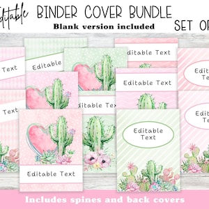 Kaktus Ordner Cover Printable - Set mit 12 bearbeitbaren Boho Covern und Stacheln