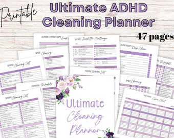 Afdrukbare ADHD-schoonmaak- en opruimplanner met schema en checklists - huishoudelijke voorjaarsschoonmaakbundel voor thuisbeheer