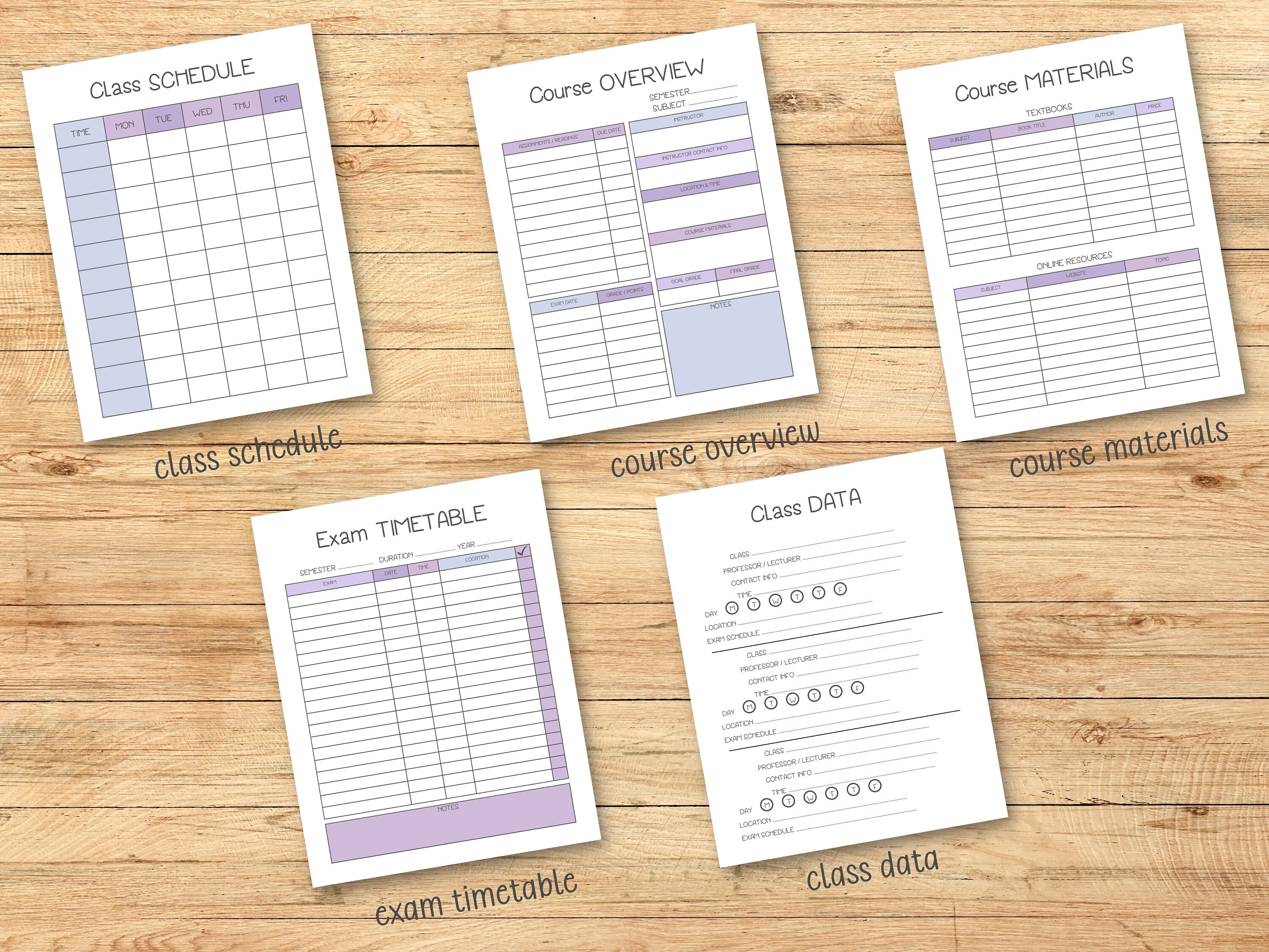 Printable Student Academic Planner Grade Tracker Assignment Exam Prep ...