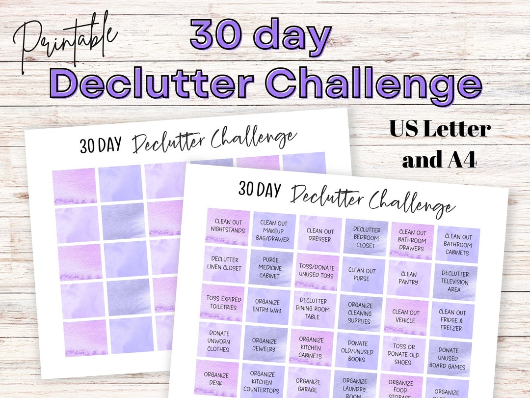 30 Day Declutter Challenge - Editable ADHD Decluttering Guide - Spring ...