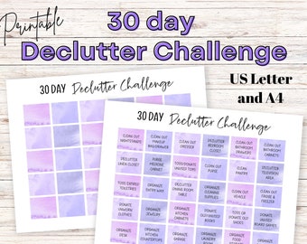 30-Tage-Deklutter-Challenge - Bearbeitbarer ADHD-Entklecker-Leitfaden - Frühjahrsputz-Checkliste