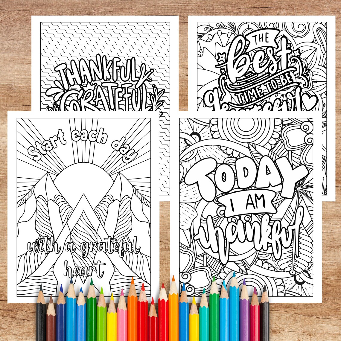 25 Gratitude Coloring Pages for Adults and Teens Printable Self Care ...