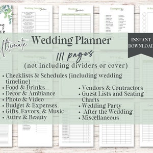 Ultimate Wedding Planner - Printable Wedding Planning Binder with Checklists, Timeline and Budget