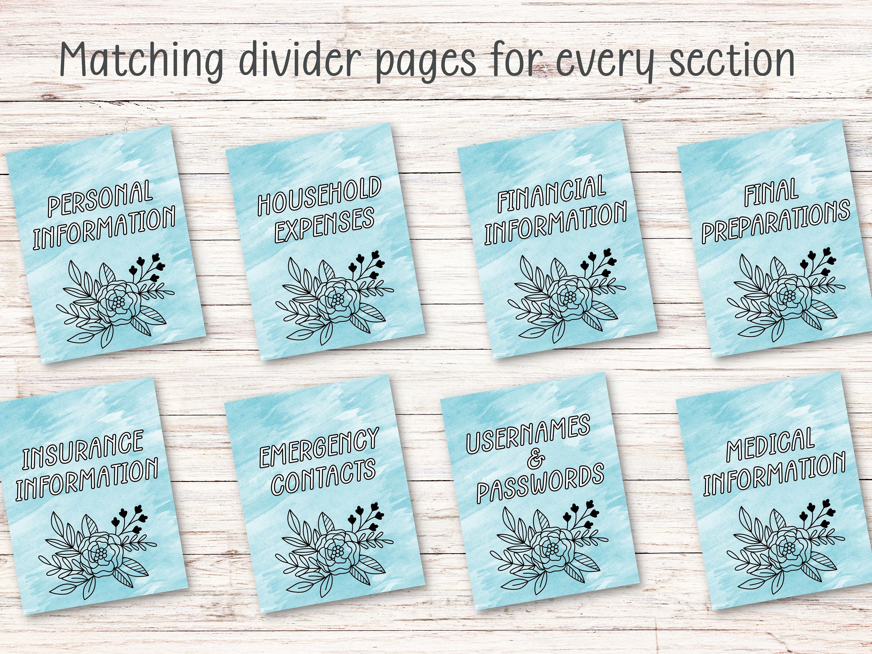 Emergency Binder - Printable PDF End of Life Planner - in Case of ...