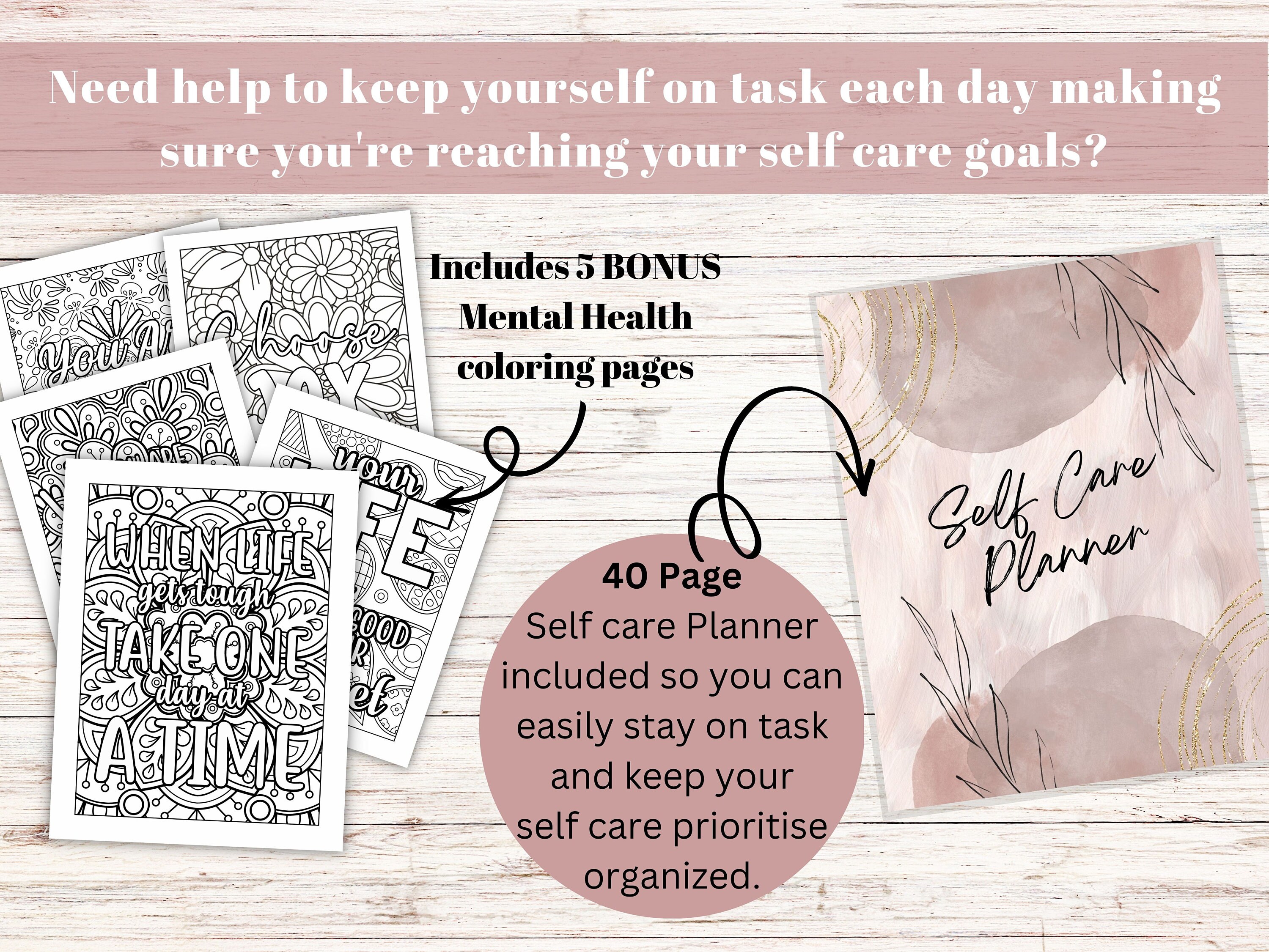 Self Care Planner and Workbook Bundle - Printable Kit for Mental Health ...