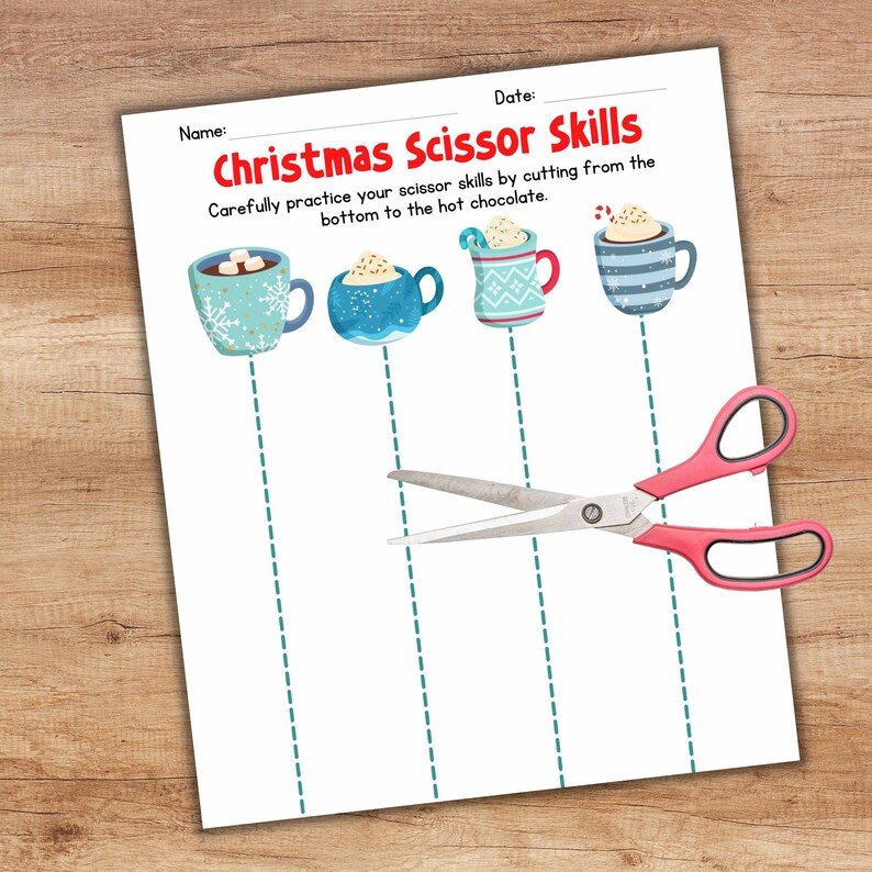 Christmas Scissor Skills Worksheets - Preschool Pre-k Kindergarten ...