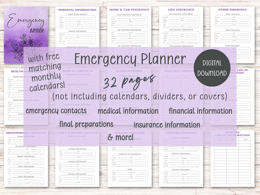 End of Life Planner - Printable Emergency Binder PDF - in Case of ...