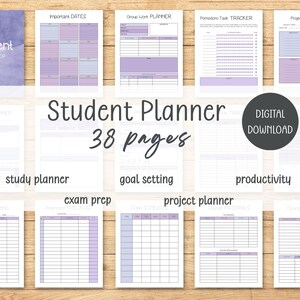 Printable Student Academic Planner Grade Tracker Assignment Exam Prep ...