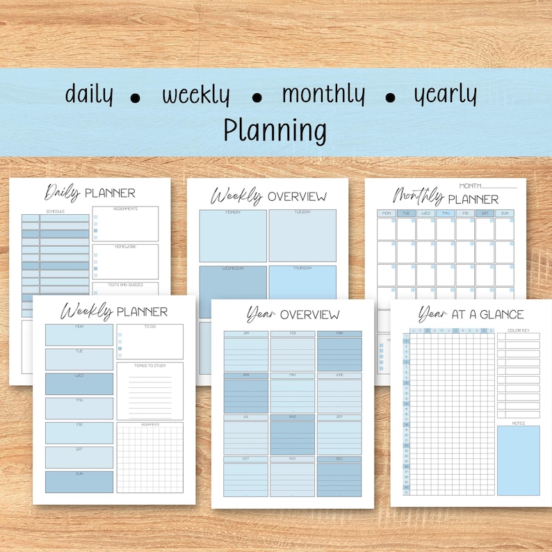 Printable Student Academic Planner - Grade Tracker Assignment Exam Prep Study Organizer for High School & College - Instant Download PDF image 2