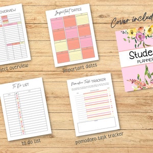 Printable Student Academic Planner - Grade Tracker Assignment Exam Prep ...