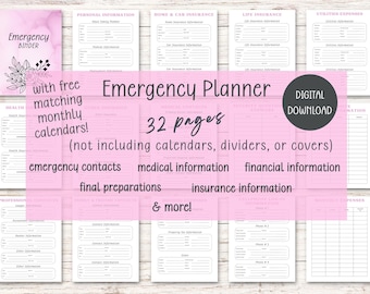 End of Life Planner - Printable Emergency Binder PDF - In case of emergency or death - What if Estate Planning organizer