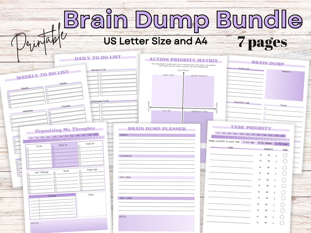 Brain Dump Bundle - ADHD Daily Planner Printable With to Do List ...