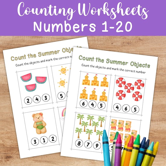 Number Worksheets for Preschool Pre-k Math Counting & - Etsy