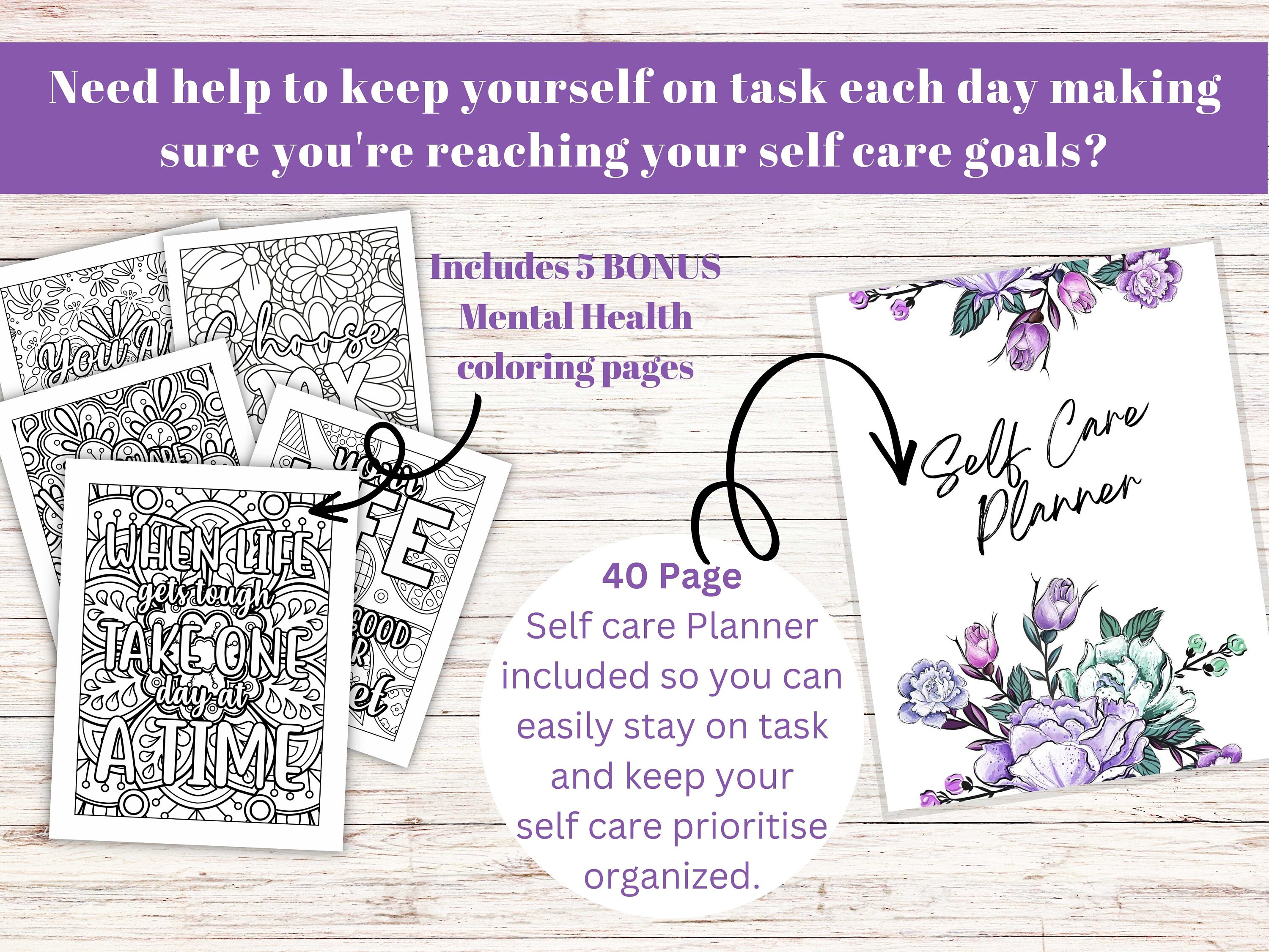 Self Care Planner and Workbook Bundle Printable Kit for Mental Health ...