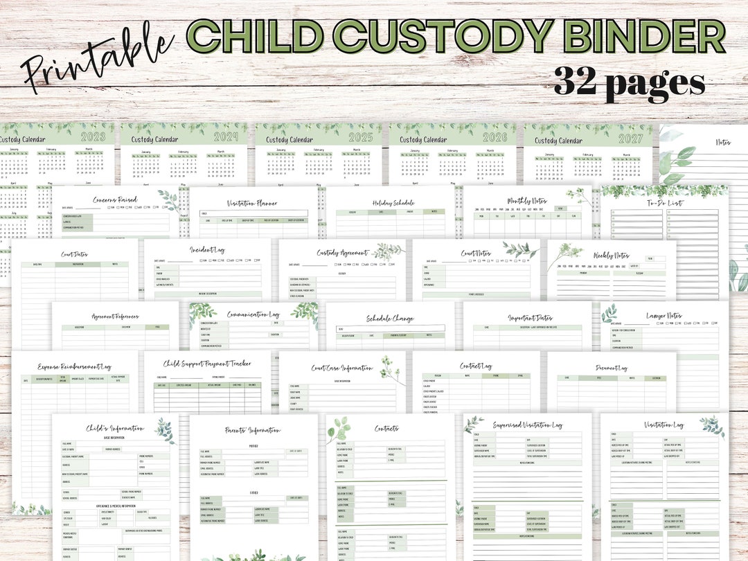 Custody Binder Printable Planner &amp; Organizer for Child Custody Log for ...