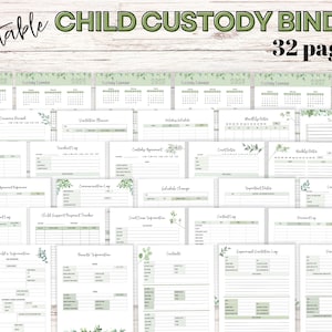 Custody Binder - Printable Planner & Organizer for Child Custody - Log for Communication and Visitation - w/ Calendar