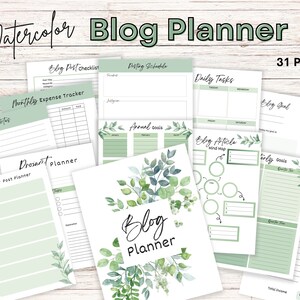 Blog Planner - Aquarell Post Content Planer und Organizer für Blogging