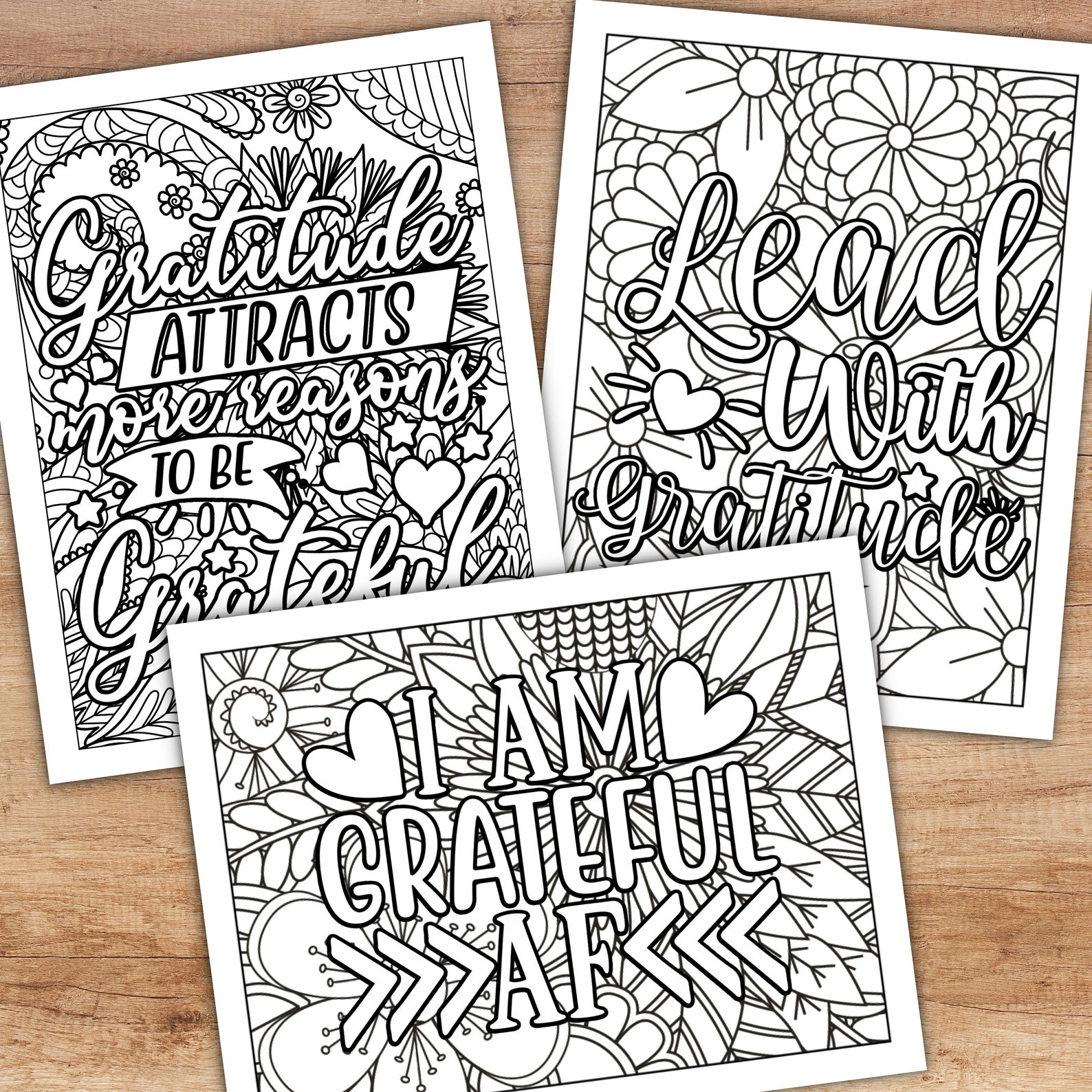 25 Gratitude Coloring Pages for Adults and Teens - Printable Self Care ...