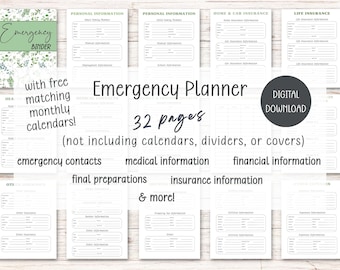Emergency Binder - Printable PDF End of Life Planner - In case of emergency or death - What if Estate Planning organizer