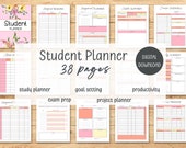 Printable Student Academic Planner - Grade Tracker Assignment Exam Prep Study Organizer for High School & College - Instant Download PDF