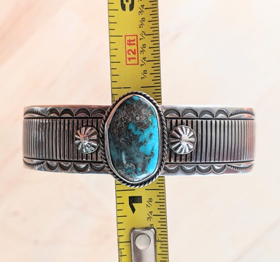 Kee Nataani Vintage Turquoise Sterling Cuff Brace… - image 5