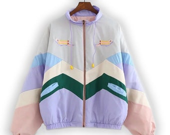 Jacket Satin Bomberjacke Bomberjacke Vogel Pastel Bomber