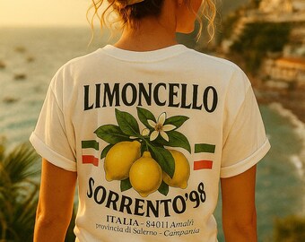Limoncello Sorrento’98 T-Shirt | Italian Retro Shirt | Amalfi Coast Backprint | Unisex Summer Streetwear | Vintage Italy Aesthetic